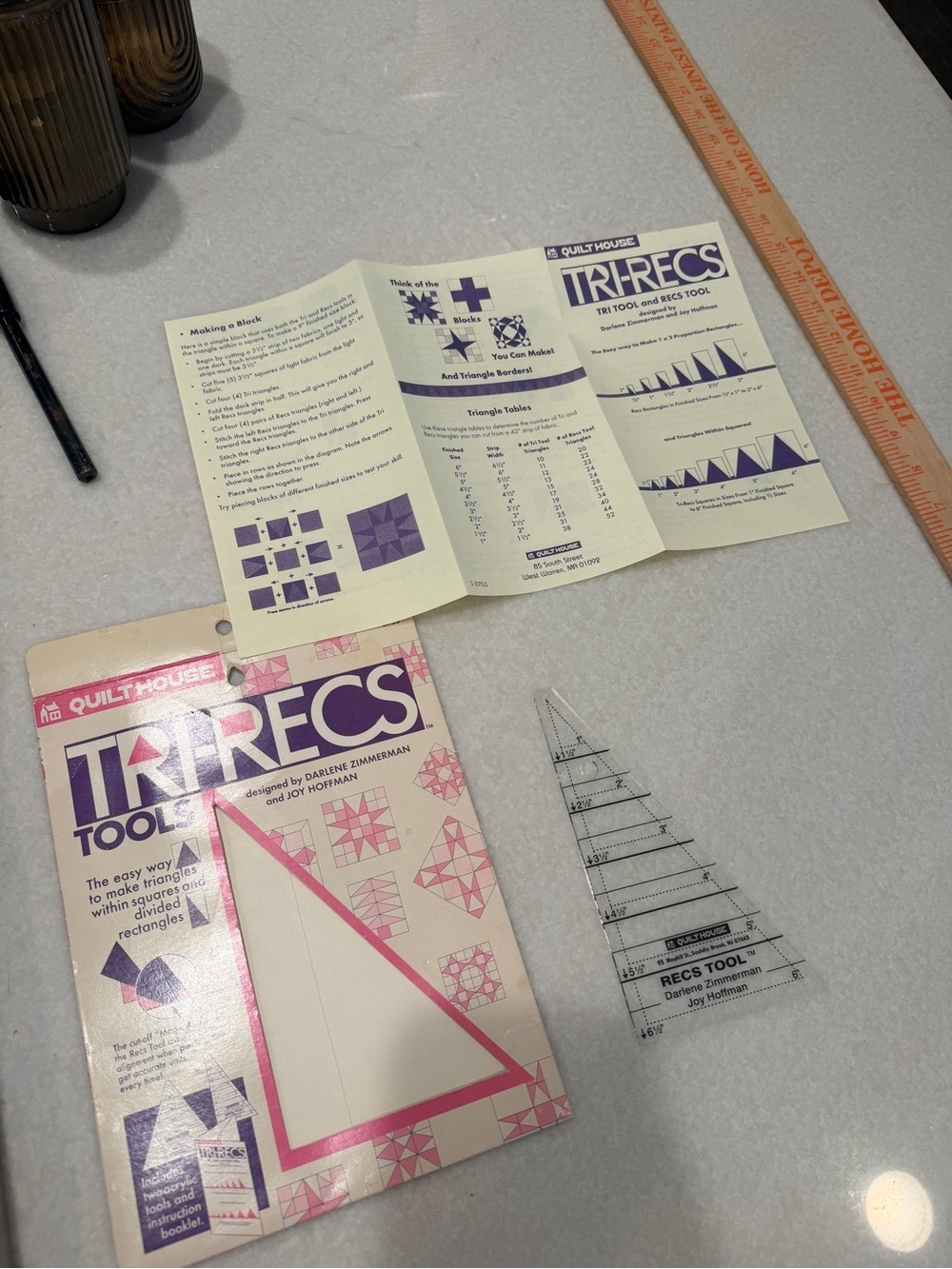 Vintage TRI-RECS Quilt Tool Kit in Pink and Purple